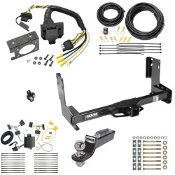 Trailer Hitch Tow Package w/ 7-Way RV Wiring For 07-13 Mercedes-Benz Freightliner 07-09 Dodge Sprinter 2500 3500 w/o Factory Step Bumper w/ 2" Drop Mount 2" Ball Class 4 2" Receiver Reese