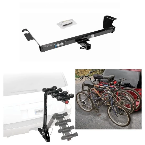 Trailer Hitch w/ 4 Bike Rack For 08-20 Dodge Grand Caravan 08-16 Chrysler Town and Country 2021 Grand Caravan 12-15 Ram C/V 09-14 VW Routan Approved for Recreational & Offroad Use Carrier for Adult Woman or Child Bicycles Foldable
