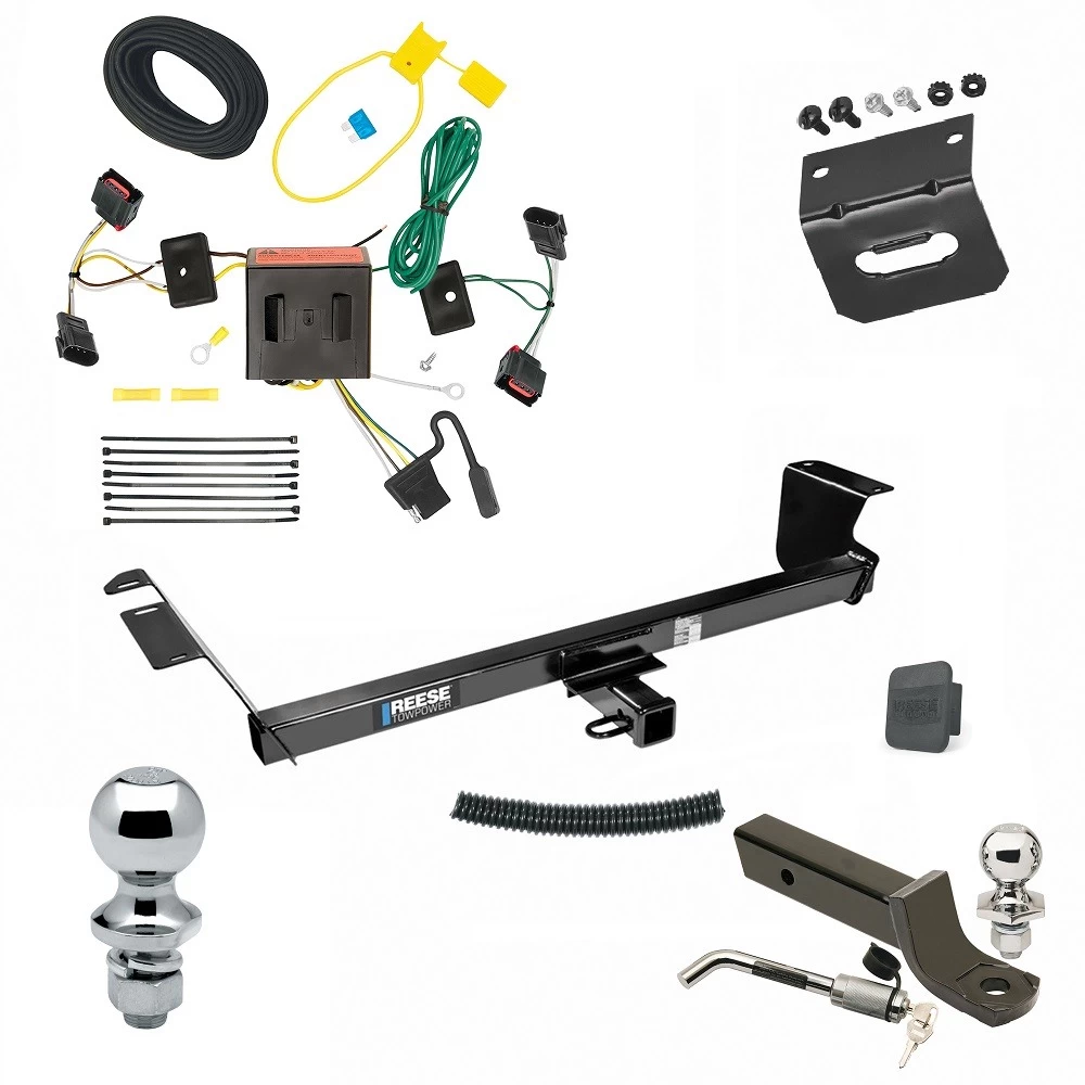 Ultimate Tow Package For 08-10 Chrysler Town and Country Dodge Grand Caravan Trailer Hitch w/ Wiring 2" Drop Mount Dual 2" and 1-7/8" Ball Lock Bracket Cover 2" Receiver Reese