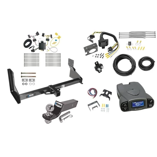 Trailer Hitch Tow Package Prodigy P3 Brake Control For 07-13 Mercedes-Benz Freightliner 07-09 Dodge Sprinter 2500 3500 w/ factory step bumper w/ 7-Way RV Wiring 2" Drop Mount 2" Ball Class 3 2" Receiver Reese Tekonsha