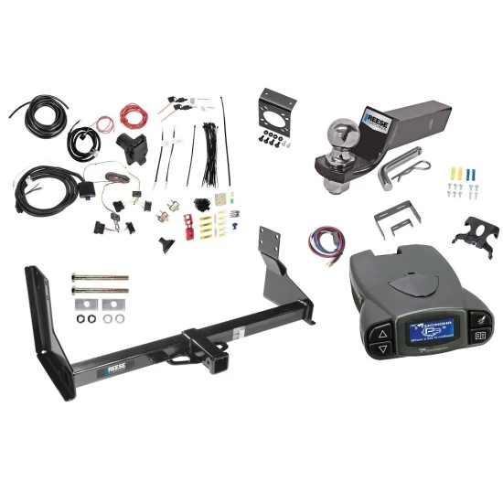 Trailer Hitch Tow Package Prodigy P3 Brake Control For 14-25 Freightliner Mercedes-Benz Sprinter 1500 2500 3500 w/ Factory Step Bumper w/ 7-Way RV Wiring 2" Drop Mount 2" Ball Class 3 2" Receiver Reese Tekonsha