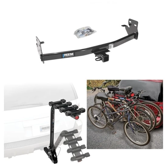 Trailer Hitch w/ 4 Bike Rack For 04-12 Chevy Colorado GMC Canyon 06-08 Isuzu I-Series Pickup Approved for Recreational & Offroad Use Carrier for Adult Woman or Child Bicycles Foldable