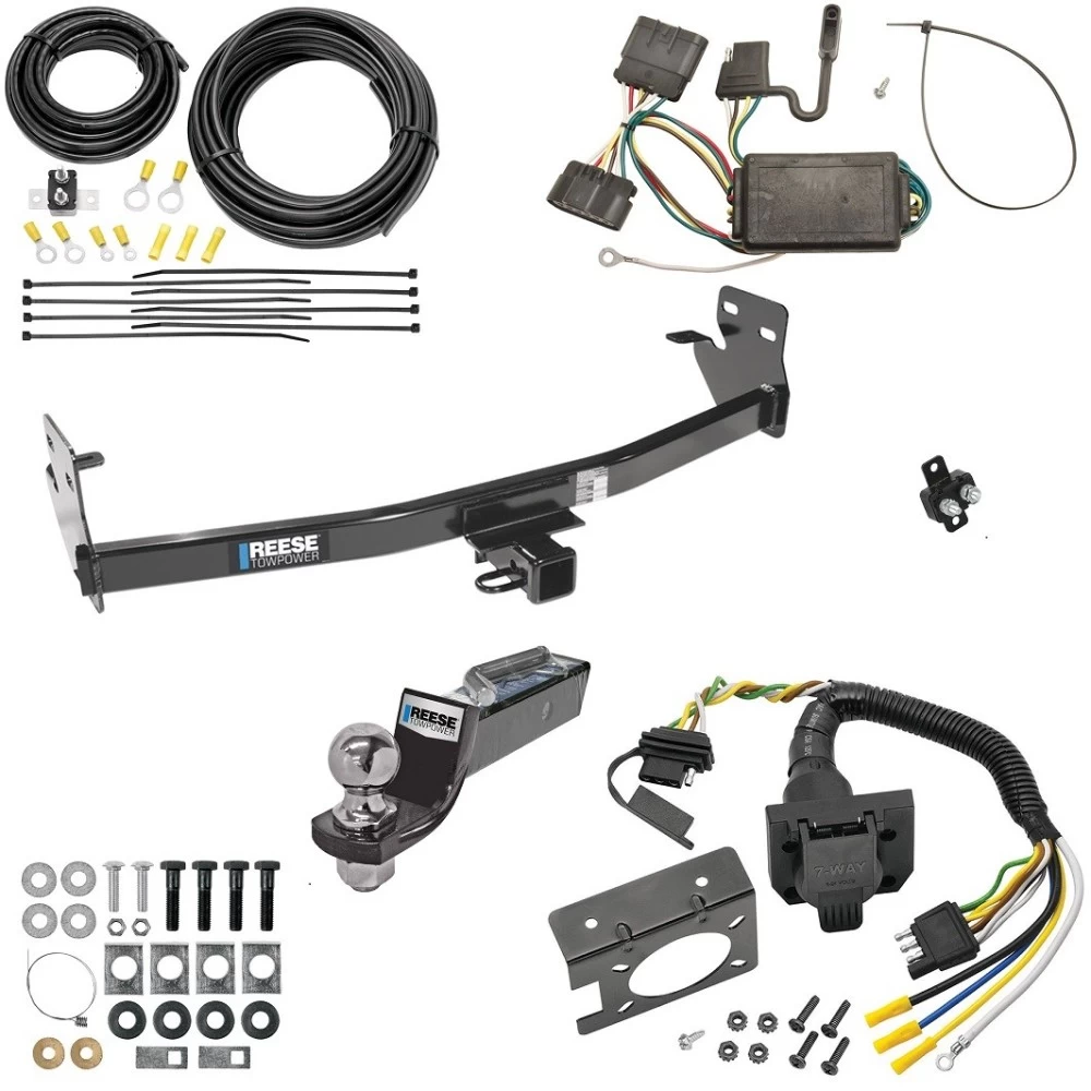 Trailer Hitch Tow Package w/ 7-Way RV Wiring For 04-12 Chevrolet Colorado GMC Canyon 06-08 Isuzu I-Series Pickup w/ 2" Drop Mount 2" Ball Class 4 2" Receiver Reese