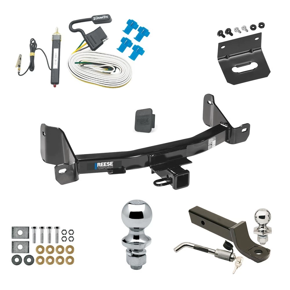Ultimate Tow Package For 09-14 Ford F-150 10-14 F-150 Raptor Trailer Hitch w/ Wiring 2" Drop Mount Dual 2" and 1-7/8" Ball Lock Bracket Cover 2" Receiver Reese