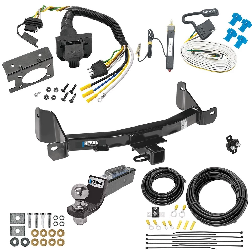 Trailer Hitch Tow Package w/ 7-Way RV Wiring For 09-14 Ford F-150 10-14 F-150 Raptor w/ 2" Drop Mount 2" Ball Class 4 2" Receiver Reese