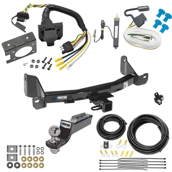 Trailer Hitch Tow Package w/ 7-Way RV Wiring For 09-14 Ford F-150 10-14 F-150 Raptor w/ 2" Drop Mount 2" Ball Class 4 2" Receiver Reese