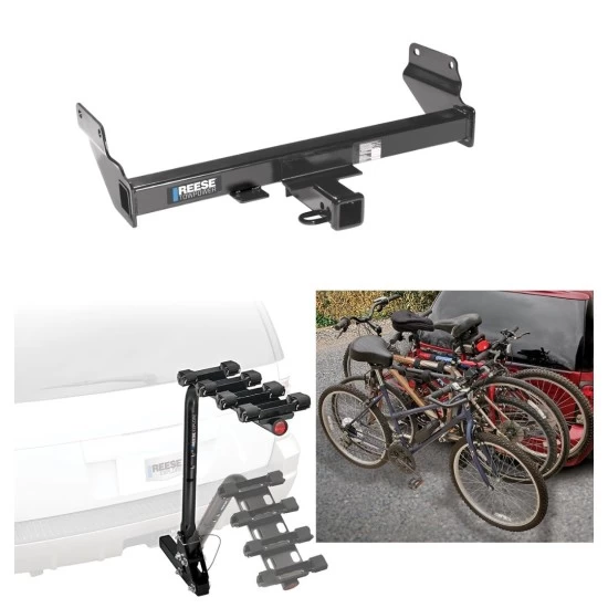 Trailer Hitch w/ 4 Bike Rack For 11-21 Jeep Grand Cherokee Except EcoDiesel 2022 WK Approved for Recreational & Offroad Use Carrier for Adult Woman or Child Bicycles Foldable