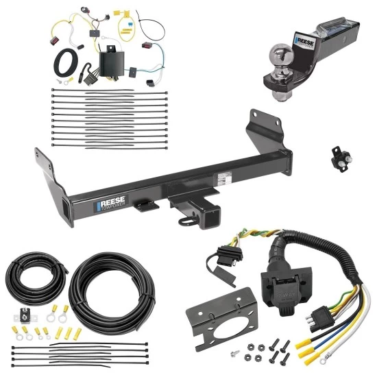 Trailer Hitch Tow Package w/ 7-Way RV Wiring For 14-21 Jeep Grand Cherokee 22-22 WK w/ 2" Drop Mount 2" Ball Class 3 2" Receiver Reese