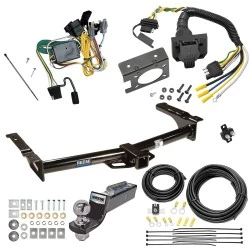Trailer Hitch Tow Package w/ 7-Way RV Wiring For 92-94 Ford Econoline Van All Exc Shuttle Bus w/ 2" Drop Mount 2" Ball Class 4 2" Receiver Reese