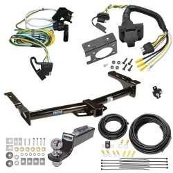 Trailer Hitch Tow Package w/ 7-Way RV Wiring For 95-03 Ford Econoline Van All Exc Shuttle Bus w/ 2" Drop Mount 2" Ball Class 4 2" Receiver Reese