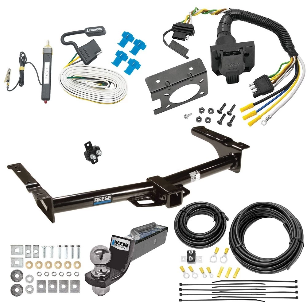Trailer Hitch Tow Package w/ 7-Way RV Wiring For 75-07 Ford Econoline Van Except Shuttle Bus w/ 2" Drop Mount 2" Ball Class 4 2" Receiver Reese