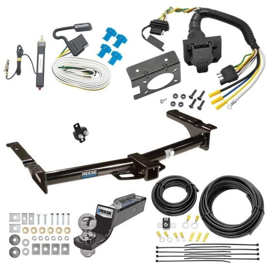 Trailer Hitch Tow Package w/ 7-Way RV Wiring For 75-07 Ford Econoline Van Except Shuttle Bus w/ 2" Drop Mount 2" Ball Class 4 2" Receiver Reese