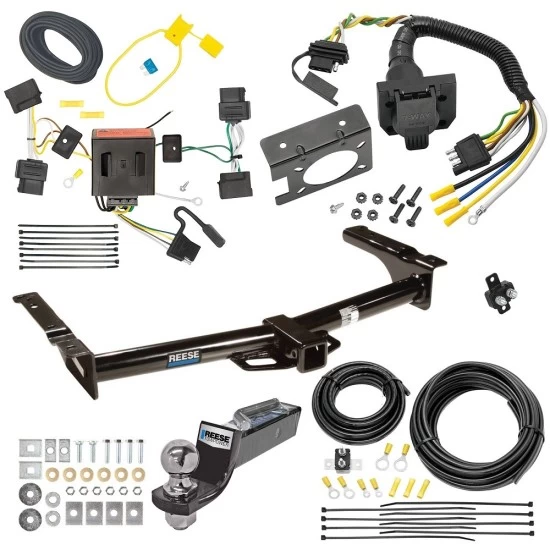 Trailer Hitch Tow Package w/ 7-Way RV Wiring For 08-14 Ford Econoline Van All Exc Shuttle Bus w/ 2" Drop Mount 2" Ball Class 4 2" Receiver Reese