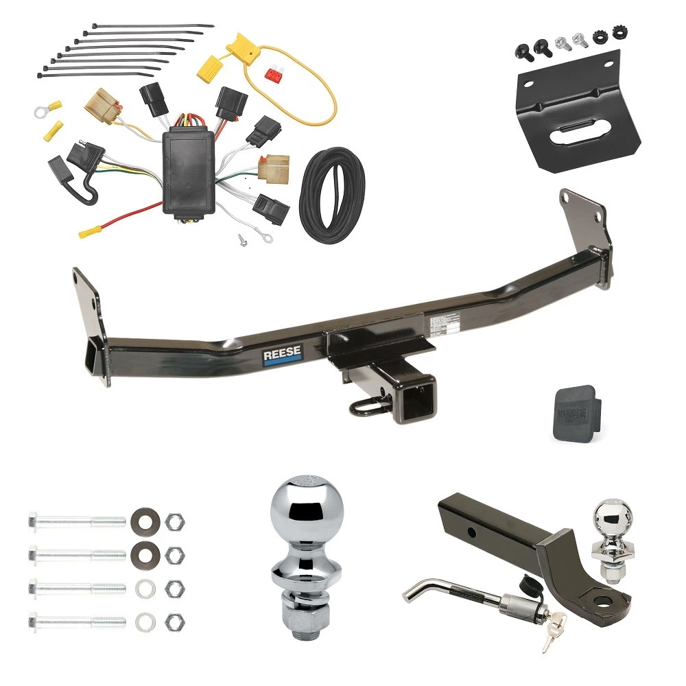 Ultimate Tow Package For 07-07 Jeep Patriot 07-10 Compass Trailer Hitch w/ Wiring 2" Drop Mount Dual 2" and 1-7/8" Ball Lock Bracket Cover 2" Receiver Reese