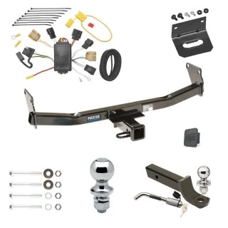 Ultimate Tow Package For 07-07 Jeep Patriot 07-10 Compass Trailer Hitch w/ Wiring 2" Drop Mount Dual 2" and 1-7/8" Ball Lock Bracket Cover 2" Receiver Reese