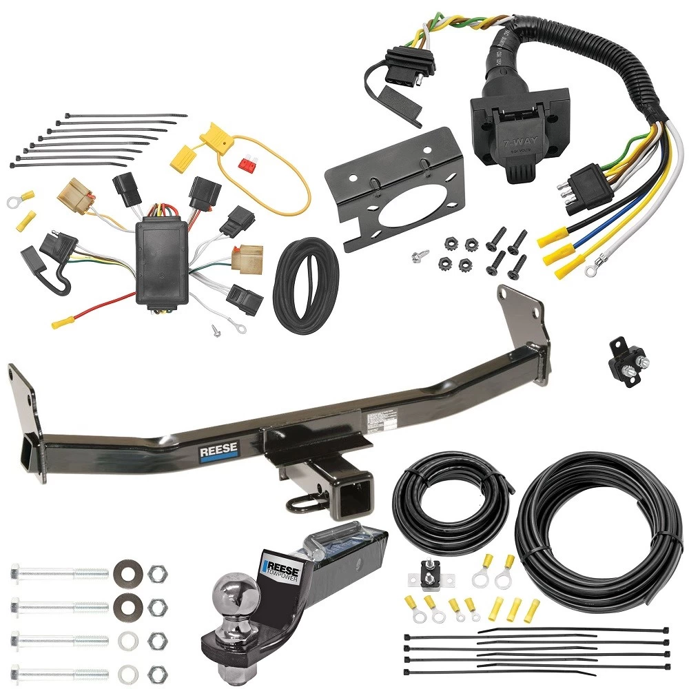Trailer Hitch Tow Package w/ 7-Way RV Wiring For 07-07 Jeep Patriot 07-10 Compass w/ 2" Drop Mount 2" Ball Class 3 2" Receiver Reese
