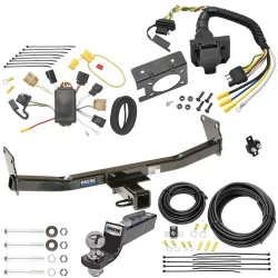 Trailer Hitch Tow Package w/ 7-Way RV Wiring For 07-07 Jeep Patriot 07-10 Compass w/ 2" Drop Mount 2" Ball Class 3 2" Receiver Reese