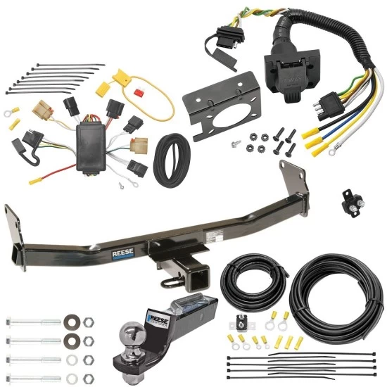 Trailer Hitch Tow Package w/ 7-Way RV Wiring For 07-07 Jeep Patriot 07-10 Compass w/ 2" Drop Mount 2" Ball Class 3 2" Receiver Reese