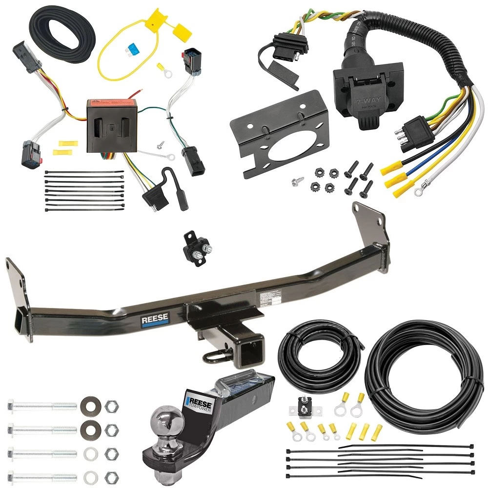 Trailer Hitch Tow Package w/ 7-Way RV Wiring For 11-16 Jeep Compass 17-17 (Old Body Style) w/ 2" Drop Mount 2" Ball Class 3 2" Receiver Reese