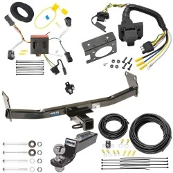 Trailer Hitch Tow Package w/ 7-Way RV Wiring For 11-16 Jeep Compass 17-17 (Old Body Style) w/ 2" Drop Mount 2" Ball Class 3 2" Receiver Reese