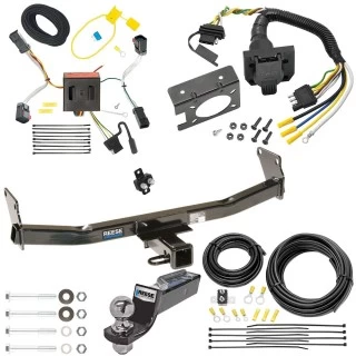 Trailer Hitch Tow Package w/ 7-Way RV Wiring For 11-16 Jeep Compass 17-17 (Old Body Style) w/ 2" Drop Mount 2" Ball Class 3 2" Receiver Reese