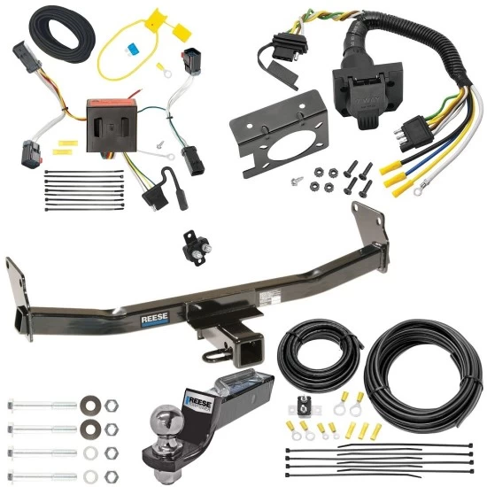 Trailer Hitch Tow Package w/ 7-Way RV Wiring For 11-16 Jeep Compass 17-17 (Old Body Style) w/ 2" Drop Mount 2" Ball Class 3 2" Receiver Reese