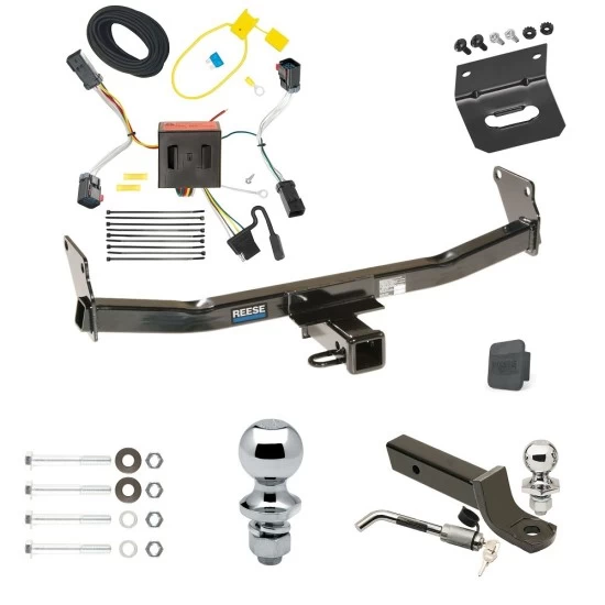 Ultimate Tow Package For 11-16 Jeep Compass 17-17 (Old Body Style) Trailer Hitch w/ Wiring 2" Drop Mount Dual 2" and 1-7/8" Ball Lock Bracket Cover 2" Receiver Reese