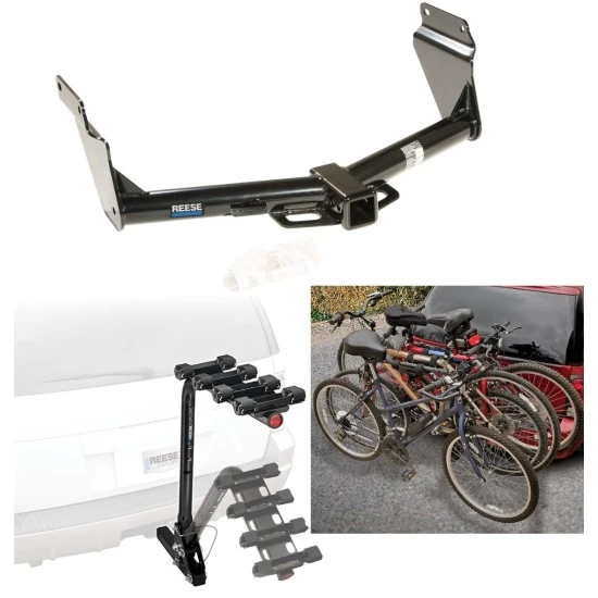 Trailer Hitch w/ 4 Bike Rack For 11-26 Dodge Durango 14-21 Jeep Grand Cherokee EcoDiesel Approved for Recreational & Offroad Use Carrier for Adult Woman or Child Bicycles Foldable