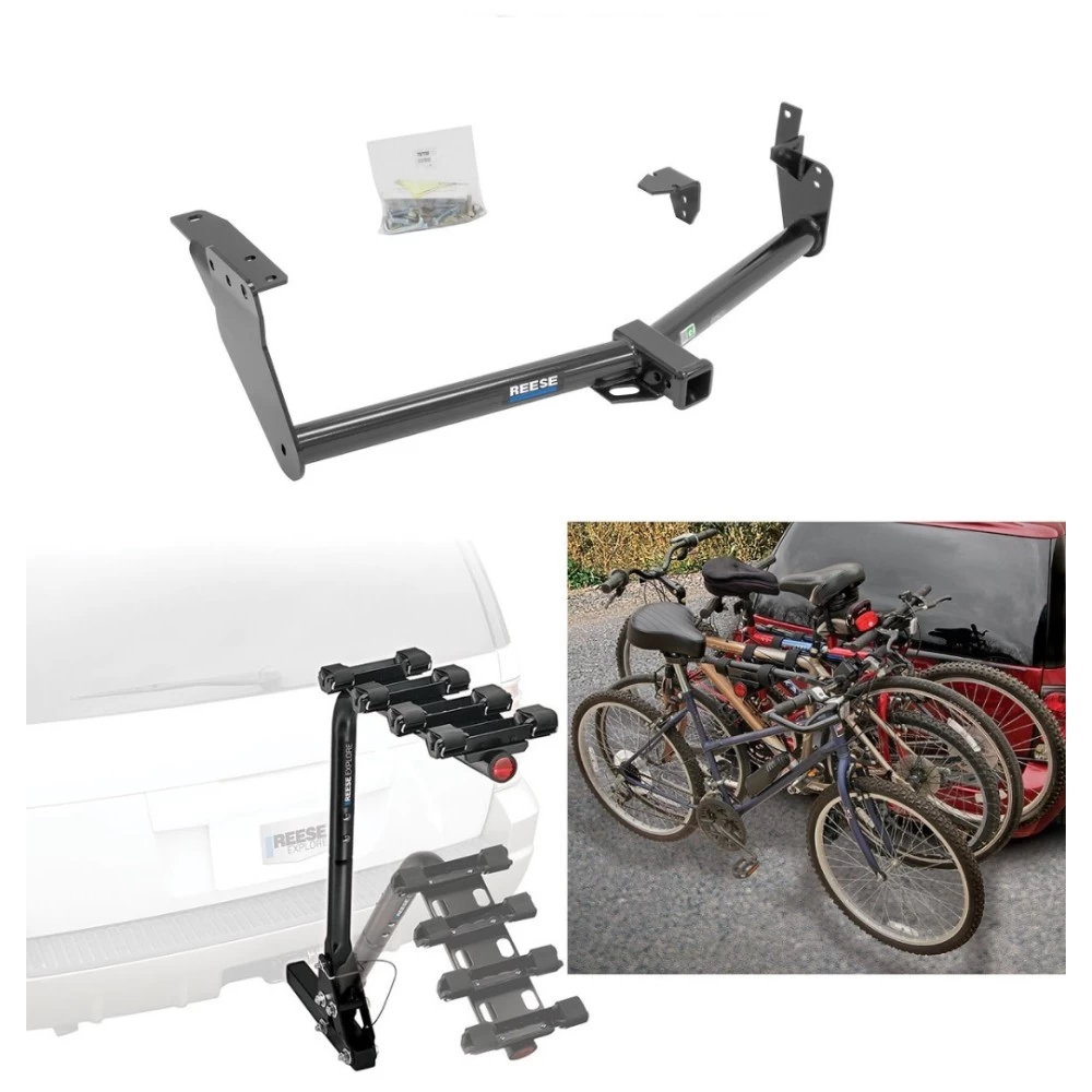 Trailer Hitch w/ 4 Bike Rack For 09-12 INFINITI FX35 09-13 FX37 14-17 QX70 2013 FX38 Approved for Recreational & Offroad Use Carrier for Adult Woman or Child Bicycles Foldable