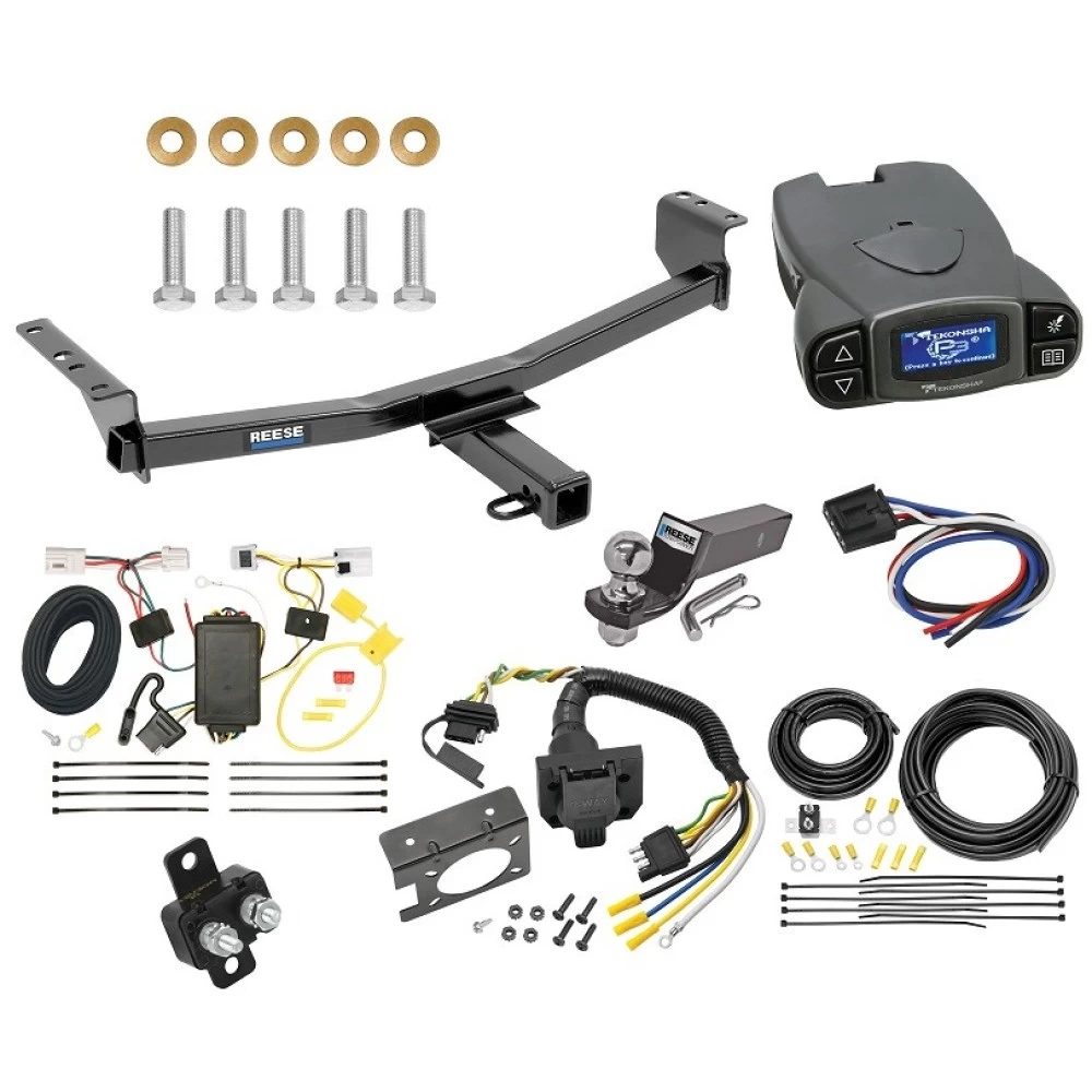 Trailer Hitch Tow Package Prodigy P3 Brake Control For 08-20 Nissan Rogue 14-14 Rogue Select w/ 7-Way RV Wiring 2" Drop Mount 2" Ball Class 3 2" Receiver Reese Tekonsha