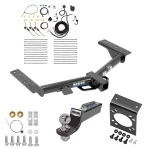 Trailer Hitch Tow Package w/ 7-Way RV Wiring For 15-23 Ford Transit-350 Except Single Rear Wheel w/ 2" Drop Mount 2" Ball Class 3 2" Receiver Reese