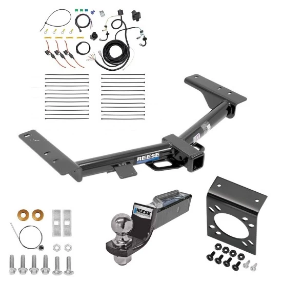 Trailer Hitch Tow Package w/ 7-Way RV Wiring For 15-23 Ford Transit-350 Except Single Rear Wheel w/ 2" Drop Mount 2" Ball Class 3 2" Receiver Reese