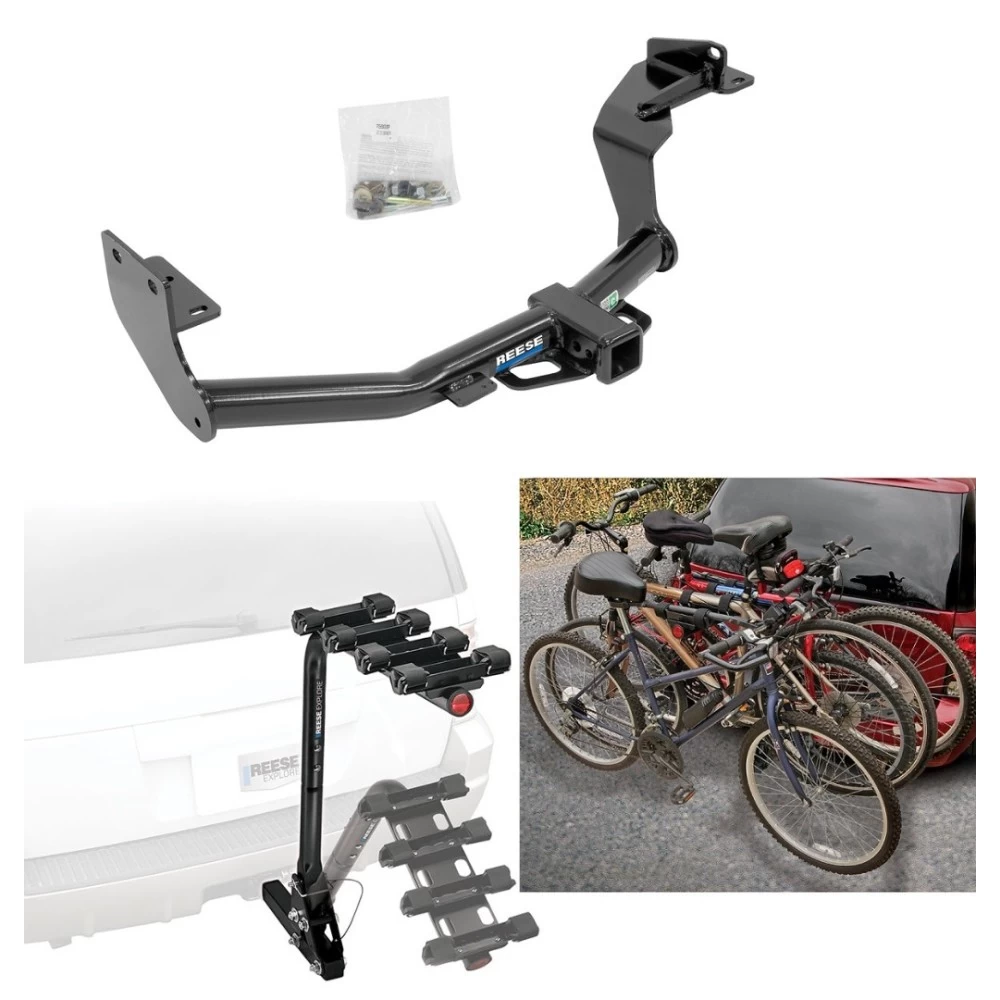 Trailer Hitch w/ 4 Bike Rack For 16-20 KIA Sorento 2019 Hyunda Santa Fe Except XL 2020 All Models Approved for Recreational & Offroad Use Carrier for Adult Woman or Child Bicycles Foldable
