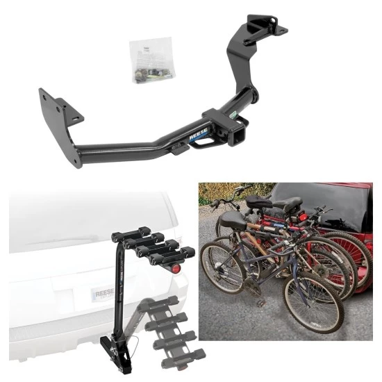 Trailer Hitch w/ 4 Bike Rack For 16-20 KIA Sorento 2019 Hyunda Santa Fe Except XL 2020 All Models Approved for Recreational & Offroad Use Carrier for Adult Woman or Child Bicycles Foldable