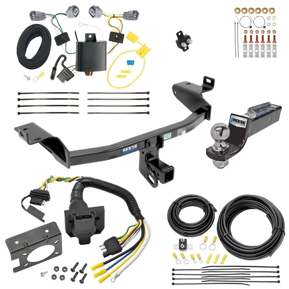 Trailer Hitch Tow Package w/ 7-Way RV Wiring For 14-18 Jeep Cherokee w/ 2" Drop Mount 2" Ball Class 3 2" Receiver Reese