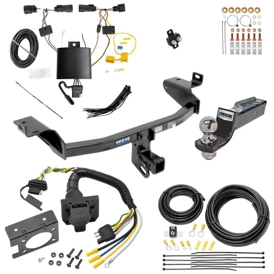 Trailer Hitch Tow Package w/ 7-Way RV Wiring For 19-23 Jeep Cherokee w/ 2" Drop Mount 2" Ball Class 3 2" Receiver Reese