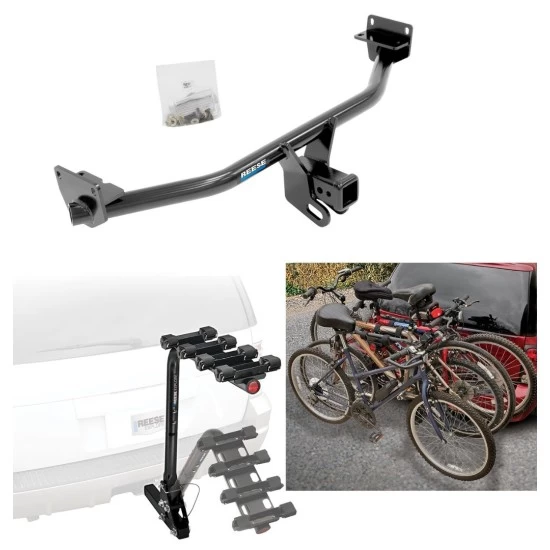 Trailer Hitch w/ 4 Bike Rack For 16-18 Hyundai Tucson 19-21 Except Night Edition Approved for Recreational & Offroad Use Carrier for Adult Woman or Child Bicycles Foldable