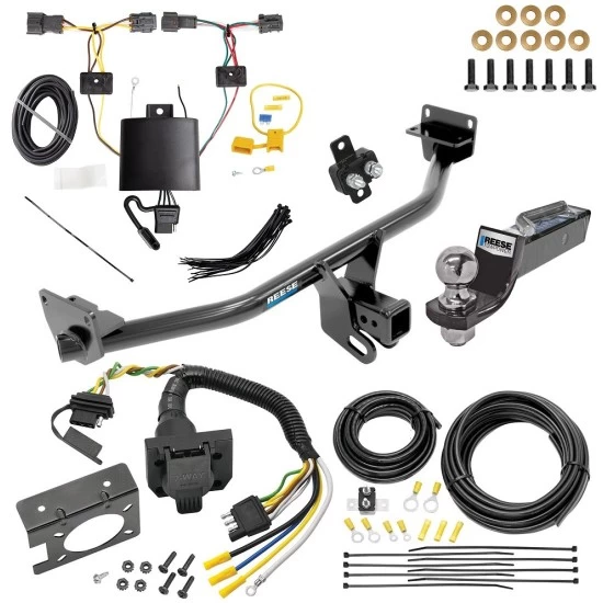 Trailer Hitch Tow Package w/ 7-Way RV Wiring For 19-21 Hyundai Tucson Excluding Night Edition w/ 2" Drop Mount 2" Ball Class 3 2" Receiver Reese