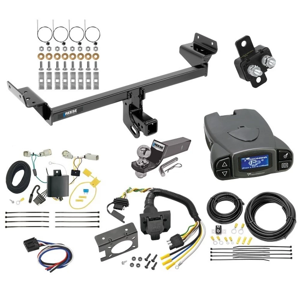 Trailer Hitch Tow Package Prodigy P3 Brake Control For 16-18 Lincoln MKX All Models w/ 7-Way RV Wiring 2" Drop Mount 2" Ball Class 3 2" Receiver Reese Tekonsha