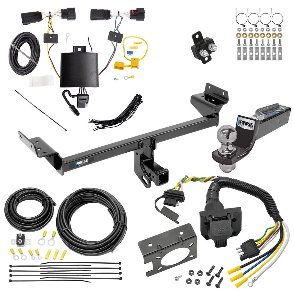 Trailer Hitch Tow Package w/ 7-Way RV Wiring For 19-23 Lincoln Nautilus All Models w/ 2" Drop Mount 2" Ball Class 3 2" Receiver Reese