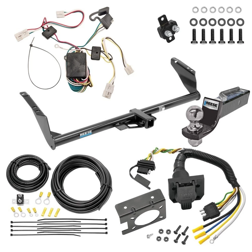 Trailer Hitch Tow Package w/ 7-Way RV Wiring For 04-10 Toyota Sienna All Models w/ 2" Drop Mount 2" Ball Class 3 2" Receiver Reese