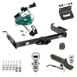 Ultimate Tow Package For 96-99 Chevy Express GMC Savana Van Trailer Hitch w/ Wiring 2" Drop Mount Dual 2" and 1-7/8" Ball Lock Bracket Cover 2" Receiver Reese