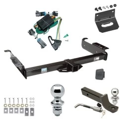 Ultimate Tow Package For 00-02 Chevy Express GMC Savana Van Trailer Hitch w/ Wiring 2" Drop Mount Dual 2" and 1-7/8" Ball Lock Bracket Cover 2" Receiver Reese