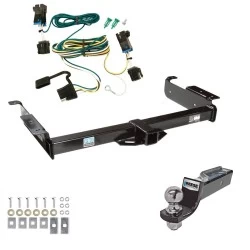 Tow Package For 03-14 Chevrolet Express GMC Savana 1500 03-24 2500 3500 Trailer Hitch w/ Wiring 2" Drop Mount 2" Ball 2" Receiver Reese