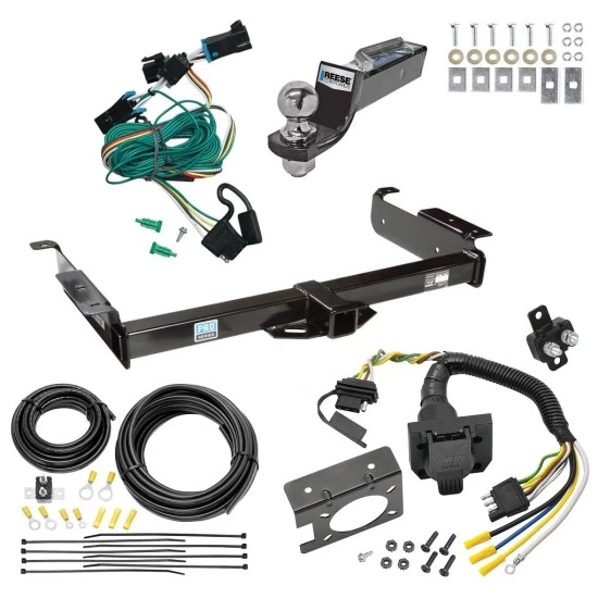 Custom Fit Trailer Hitch Wiring Harness (Plug & Play) 2" Drop Ball-Mount w/ Pin/Clip 2" Chrome Ball Trailer Connector Adapter Brake Control Wiring Kit Circuit Breaker Installation Hardware Installation Instructions 51023 85343 20506 7012a 11 Trailer Hitch Tow Package w/ 7-Way RV Wiring For 96-99 Chevy Express GMC Savana Van w/ 2" Drop Mount 2" Ball Class 3 2" Receiver All Models Reese