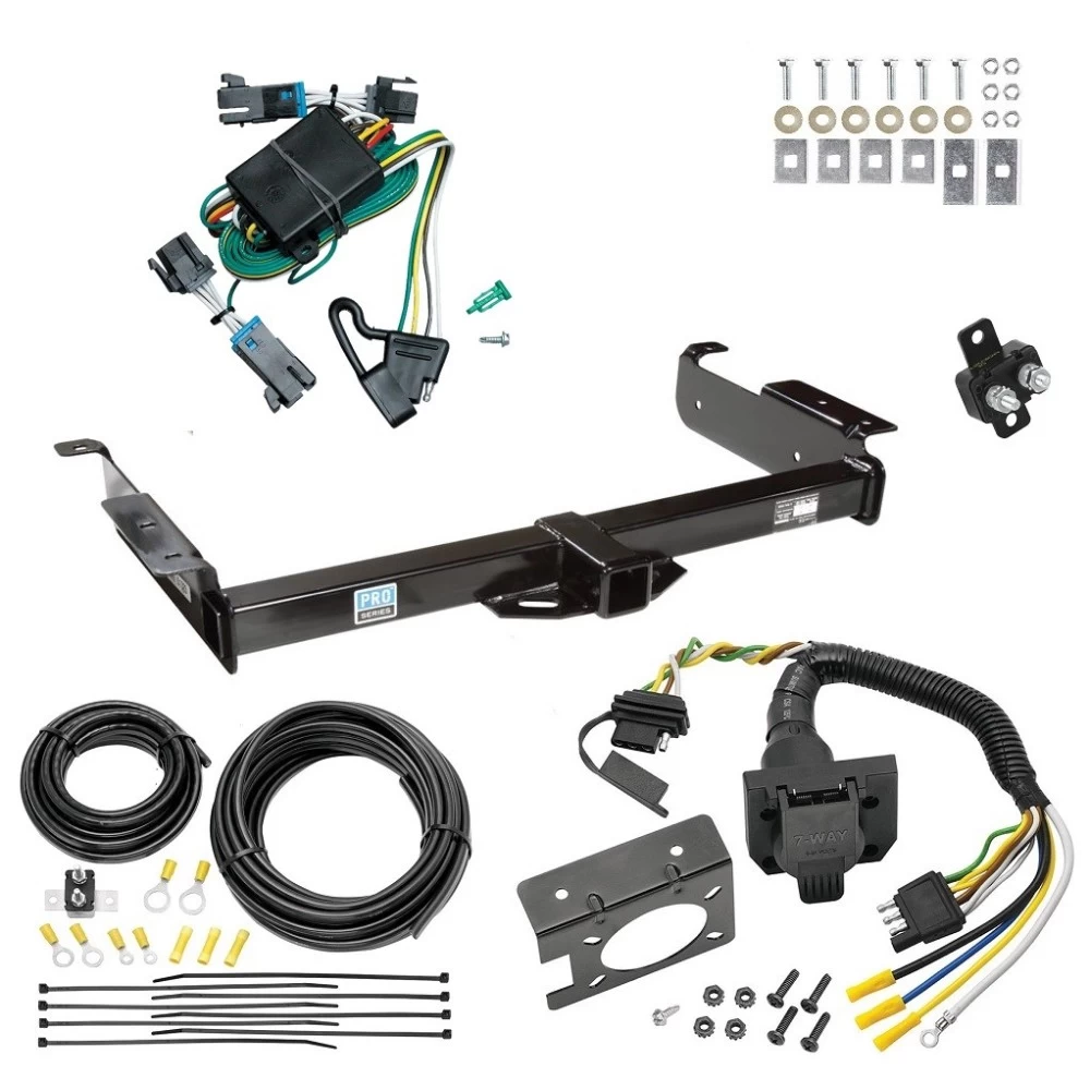 Custom Fit Trailer Hitch Wiring Harness (Plug & Play) Trailer Connector Adapter Brake Control Wiring Kit Circuit Breaker Installation Hardware Installation Instructions 51023 85343 20506 7012a 118377 Reese Trailer Hitch 7-Way RV Wiring 00-02 Chevy Exp Trailer Hitch w/ 7-Way RV Wiring For 00-02 Chevy Express GMC Savana Van Class 3 2" Receiver All Models Reese