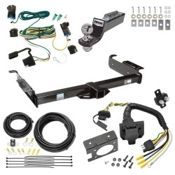 Trailer Hitch Tow Package w/ 7-Way RV Wiring For 03-14 Chevrolet Express GMC Savana 1500 03-24 2500 3500 w/ 2" Drop Mount 2" Ball Class 3 2" Receiver All Models Reese