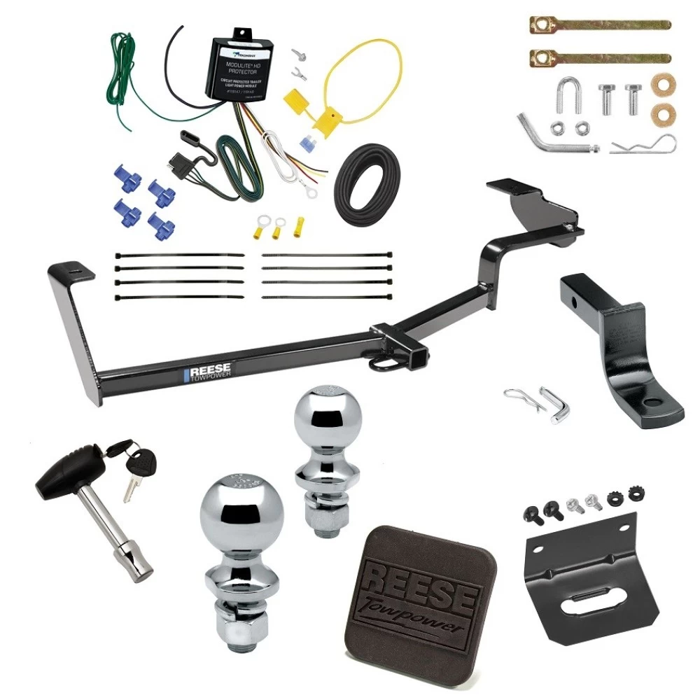 Ultimate Tow Package For 12-15 Honda Civic Sedan Hybrid Trailer Hitch w/ Wiring Draw-Bar Dual 2" and 1-7/8" Ball Lock Bracket Cover 1-1/4" Receiver Reese