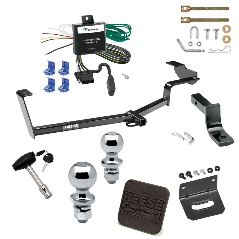 Ultimate Tow Package For 06-11 Honda Civic Sedan Si & Hybrid Trailer Hitch w/ Wiring Draw-Bar Dual 2" and 1-7/8" Ball Lock Bracket Cover 1-1/4" Receiver Reese