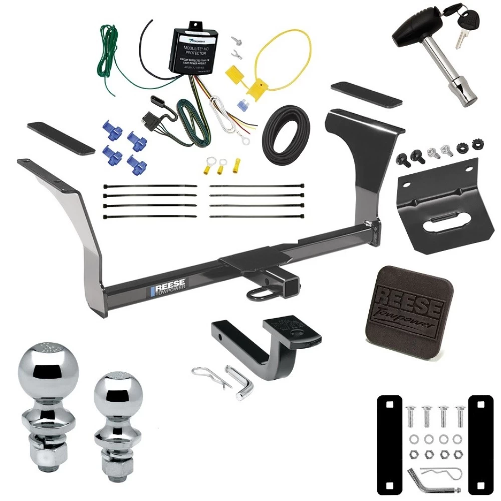 Ultimate Tow Package For 16-23 Nissan Maxima All Models Trailer Hitch w/ Wiring Draw-Bar Dual 2" and 1-7/8" Ball Lock Bracket Cover 1-1/4" Receiver Reese